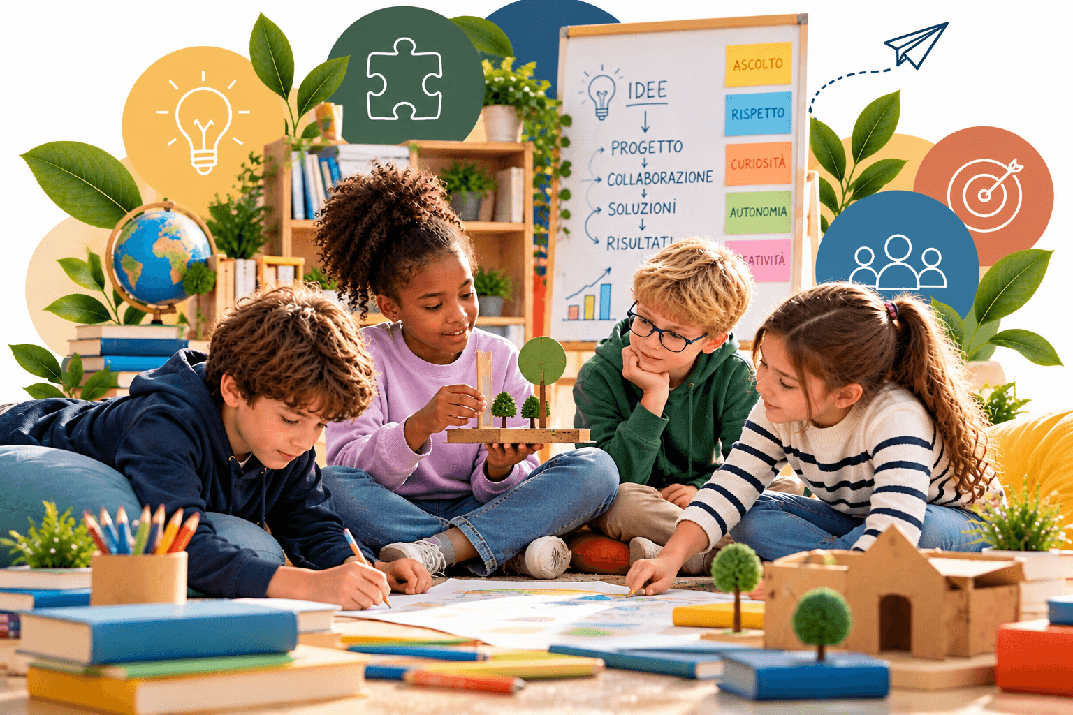 Studenti impegnati in un progetto collaborativo